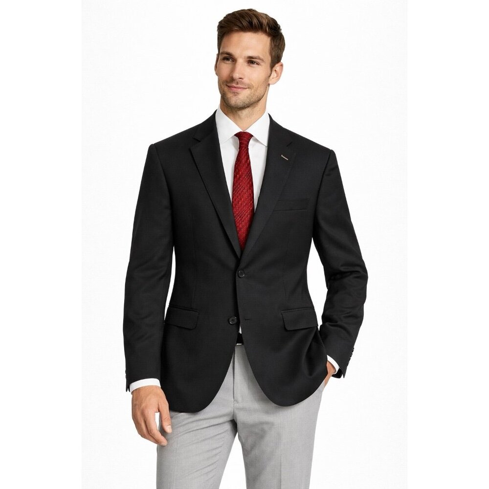 INDOCHINO jacket blazer sport coat black 42L classic wool business two button